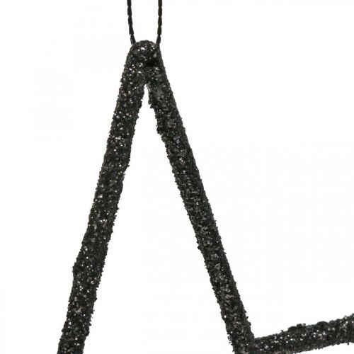 Product Christmas Decoration Star Pendant Black Glitter 17.5cm 9 pcs