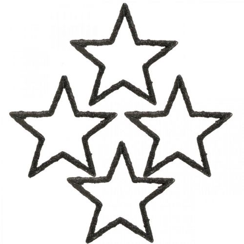 Scatter Decoration Christmas Stars Black Glitter Ø4cm 120 pcs