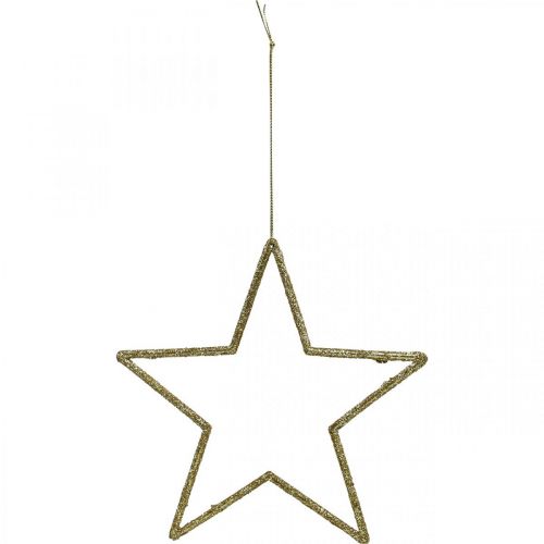Product Christmas decoration star pendant golden glitter 17.5cm 9pcs