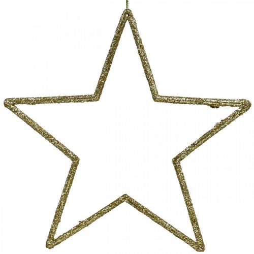 Floristik24 Christmas decoration star pendant golden glitter 17.5cm 9pcs