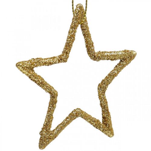 Product Christmas decoration star pendant golden glitter 7.5cm 40p