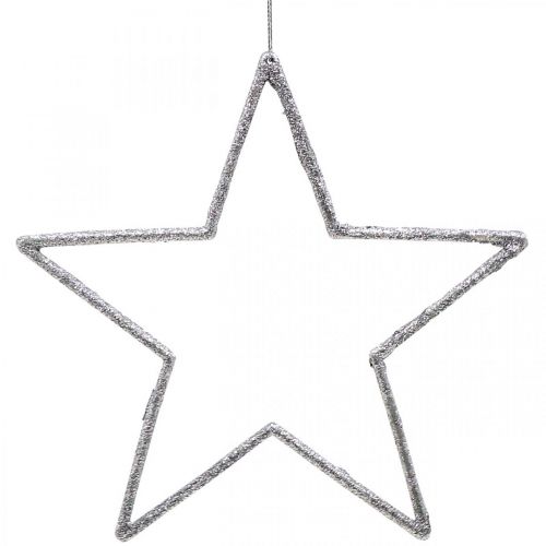 Christmas decoration star pendant silver glitter 17.5cm 9pcs