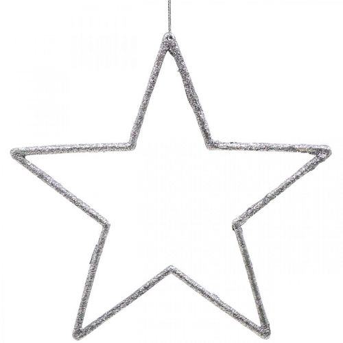 Product Christmas decoration star pendant silver glitter 17.5cm 9pcs