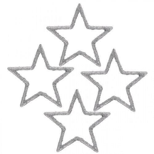 Scatter decoration Christmas stars silver glitter Ø4cm 120p