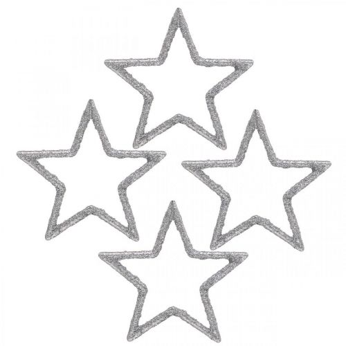 Scatter Decoration Christmas Stars Silver Glitter Ø4cm 120 pcs