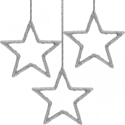 Product Christmas decoration star pendant silver glitter 7.5cm 40p