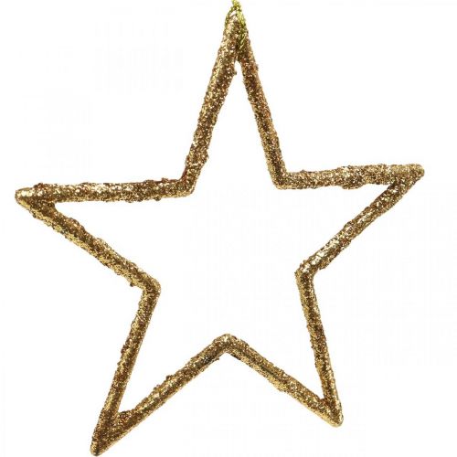 Floristik24 Glitter stars, advent decorations, star decorations to hang, Christmas decorations golden 11.5 × 12cm 12pcs