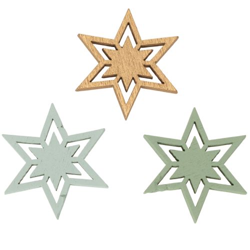 Wooden Star Table Scatter Decorations 3cm Mixed Colours Pack of 72