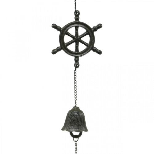 Floristik24 Vintage decorative trailer steering wheel bell, wind chime cast iron L50cm