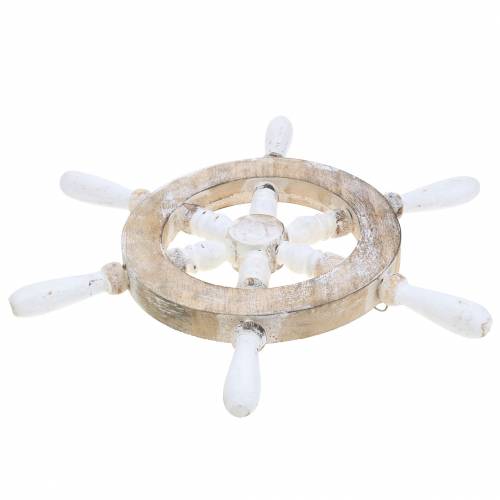 Floristik24 Nautic Decor Wheel Wood White 35cm