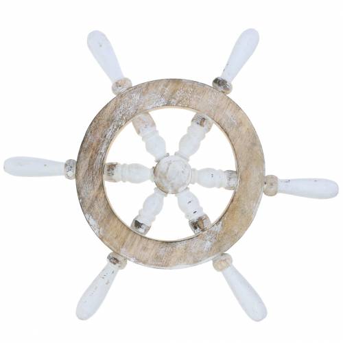 Floristik24 Nautic Decor Wheel Wood White 35cm