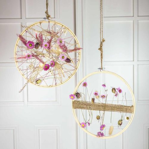 Product Round embroidery frame, handmade, wooden ring for decorating, DIY, boho decoration Ø30cm
