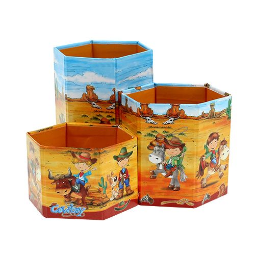 Floristik24 Pen holder set with cowboy motif H 6-12cm