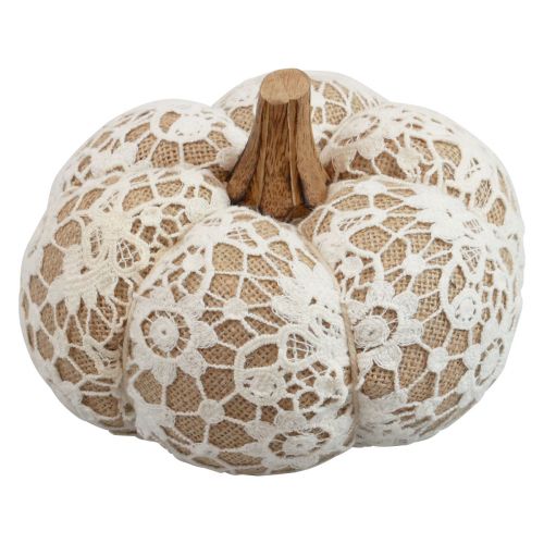 Fabric pumpkin decoration jute lace white/beige vintage decoration Ø15cm