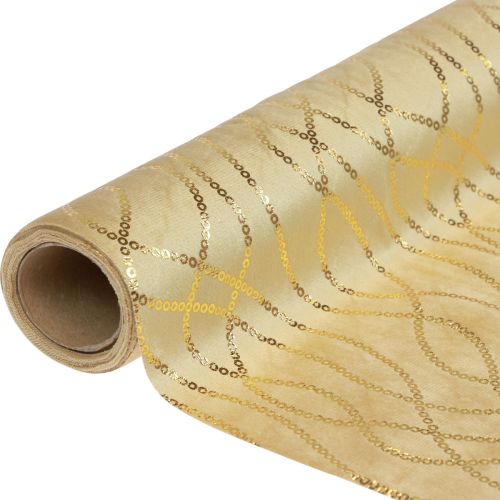 Floristik24 Table runner beige gold chains table runner velvet 28×270cm