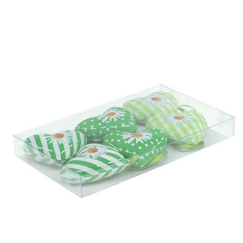 Floristik24 Fabric heart for hanging green 5cm 6pcs