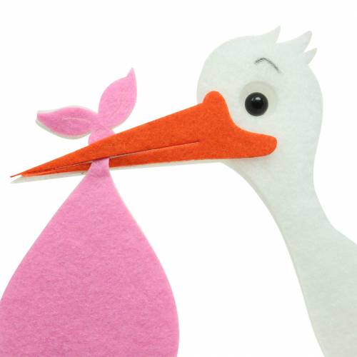 Product Decorative stork to hang pink 45.5cm x 39cm x 2cm
