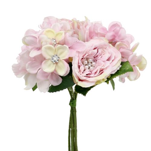 Floristik24 Bouquet pink with pearls 29cm