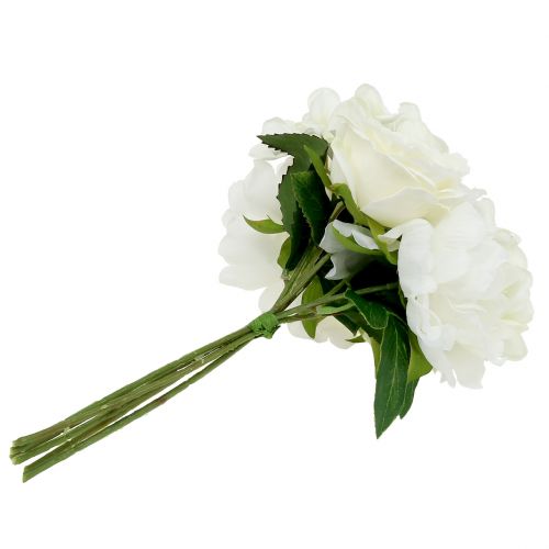 Product Deco bouquet white with pearls and rhinestones 29cm
