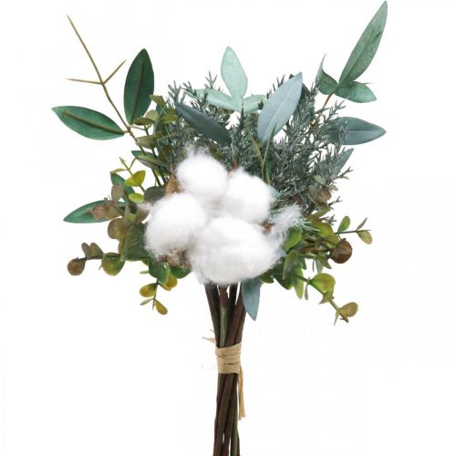 Product Artificial bouquet Green White Artificial winter bouquet 33cm