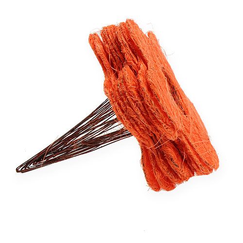 Floristik24 Sisal flower cuff orange Ø20cm 10pcs