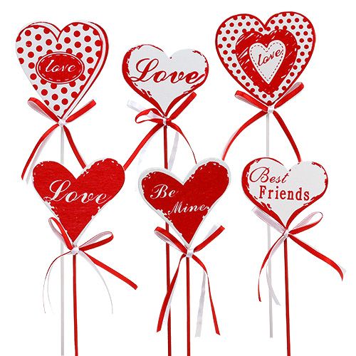 Bouquet pin in heart shape, Valentine&#39;s Day, flower decoration H6cm 6 pcs
