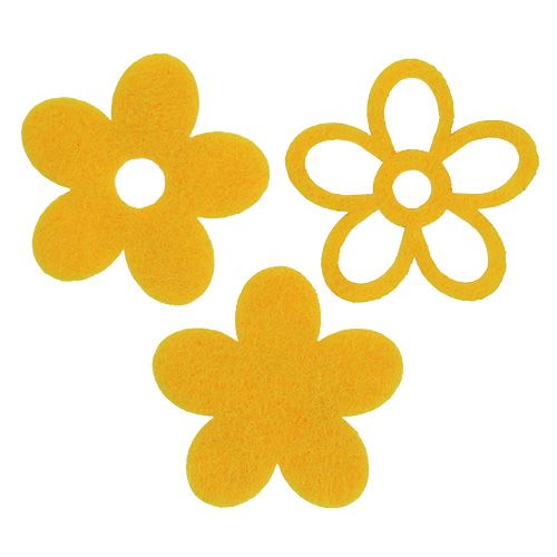 Floristik24 Scatter decoration felt flower yellow sorted 4cm 72pcs