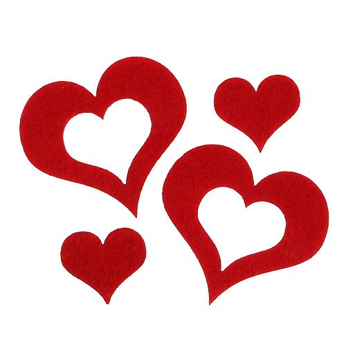 Floristik24 Scatter decoration hearts felt 2.5cm - 5cm red 24 pcs