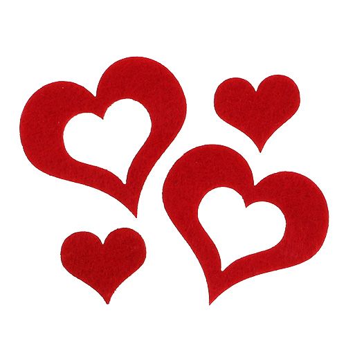 Floristik24 Scatter deco hearts felt 2.5cm - 5cm red 24pcs