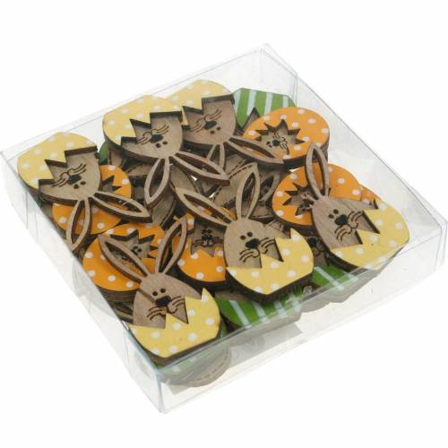 Floristik24 Litter decoration bunny in egg, gift decoration, bunny egg to decorate, wood decoration to stick on 12pcs