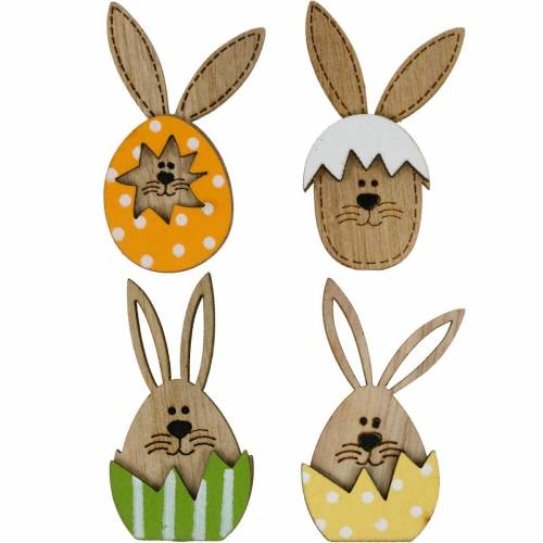 Floristik24 Litter decoration bunny in egg, gift decoration, bunny egg to decorate, wood decoration to stick on 12pcs