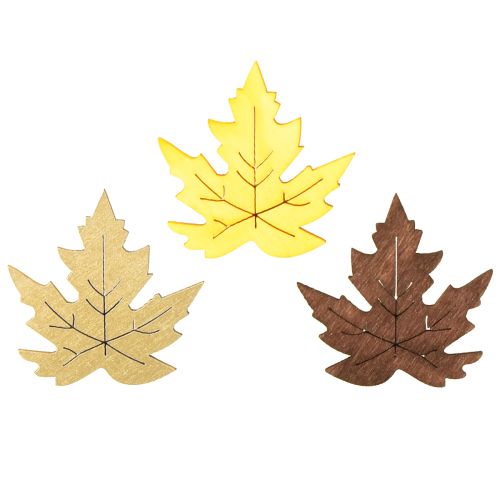 Product Scatter decoration maple leaves yellow, brown, platinum assorted 4cm 72 pcs