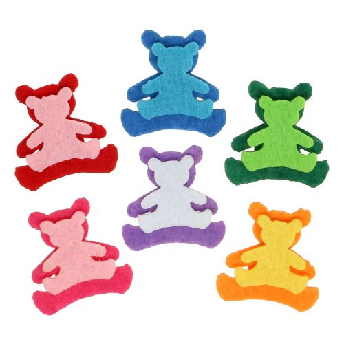 Product Scatter decoration bear made of felt, colored assorted, 3.5 cm x 3.5 cm, 100 pieces