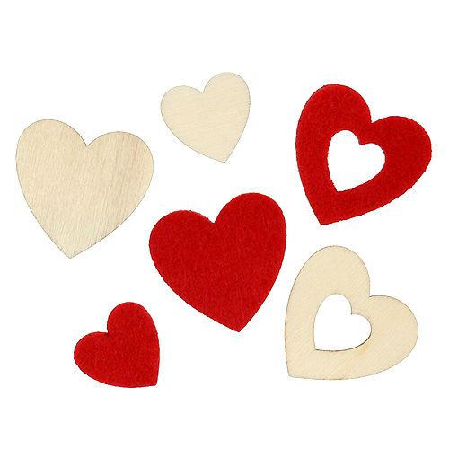 Floristik24 Scattered hearts mix 2-3.5cm red, natural 110p
