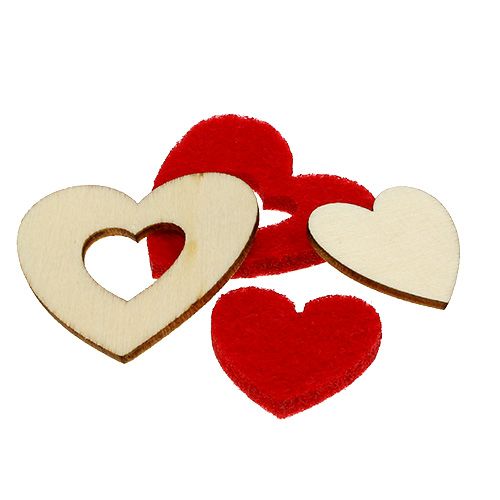 Floristik24 Scattered hearts mix 2-3.5cm red, natural 110p