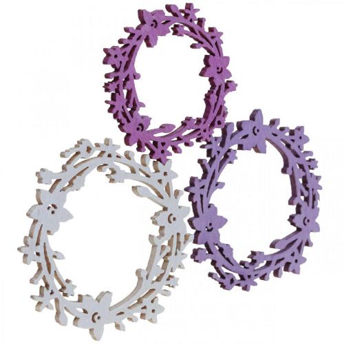 Floristik24 Scatter decoration wooden flower wreath scatter parts spring colorful Ø3-5cm 24 pcs