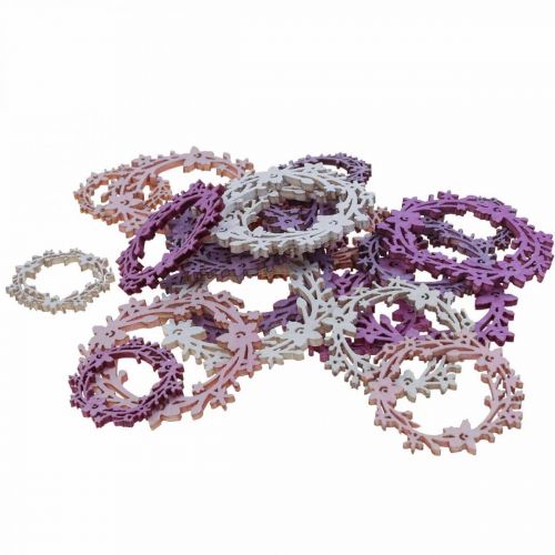 Floristik24 Scatter decoration wooden flower wreath scatter parts spring colorful Ø3-5cm 24 pcs