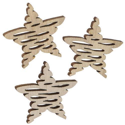 Product Scatter decoration wooden stars Christmas natural Ø4cm 72 pcs