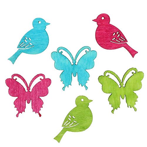Decoration to control wood bird butterfly assorted 2cm