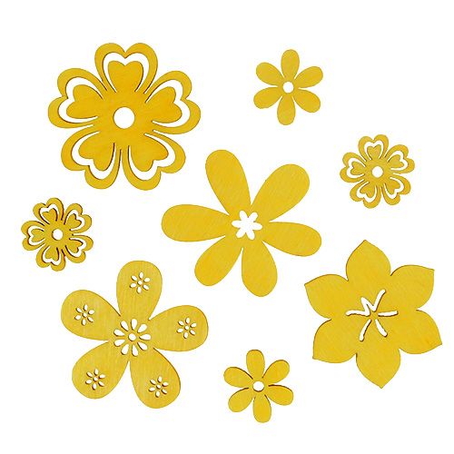 Floristik24 Decoration to control Wood Flower Yellow 2cm - 4cm 96pcs