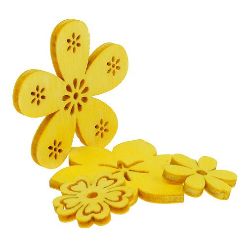 Floristik24 Decoration to control Wood Flower Yellow 2cm - 4cm 96pcs