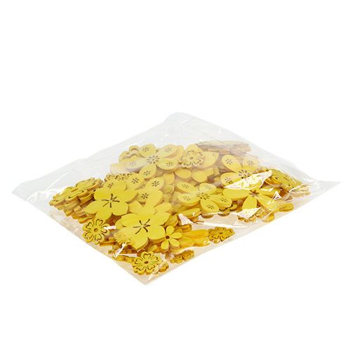 Floristik24 Decoration to control Wood Flower Yellow 2cm - 4cm 96pcs