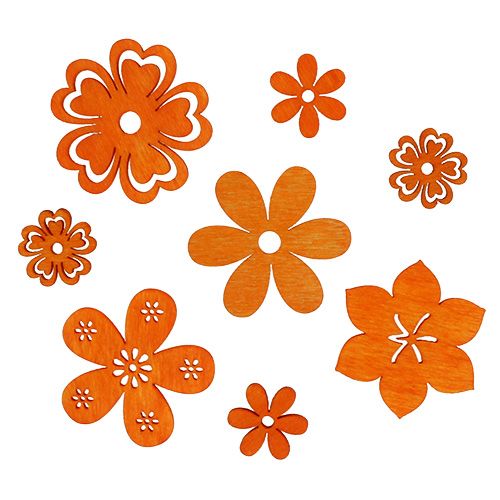 Decoration to control Wood Flower Orange 2cm - 4cm 96pcs