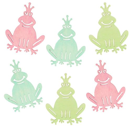 Scatter Decoration Wood Frog Multicolored Assorted 4cm 72pcs