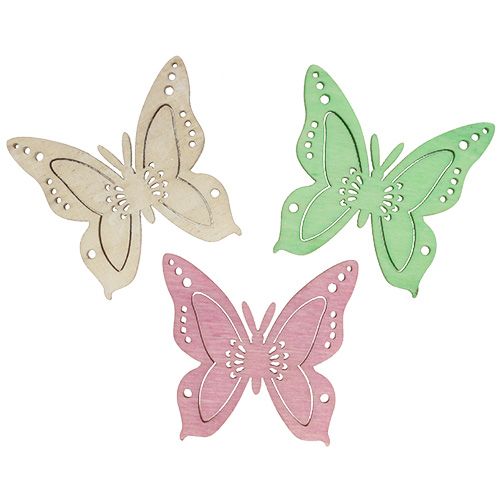 Floristik24 Scatter decoration butterfly pink, green, natural 4cm 72 pcs