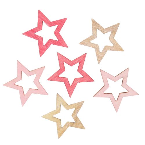 Floristik24 Deco Star Wood for Sprinkling Pink, Pink, Nature 2cm 144p