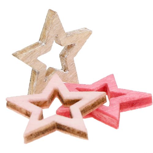 Floristik24 Deco Star Wood for Sprinkling Pink, Pink, Nature 2cm 144p
