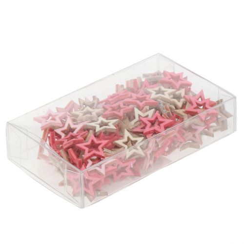 Floristik24 Deco Star Wood for Sprinkling Pink, Pink, Nature 2cm 144p