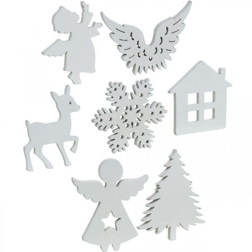 Product Scatter decoration Christmas wood mix white 4cm 72p