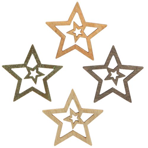 Product Christmas decoration wooden stars 4 colours Ø4cm 72 pcs